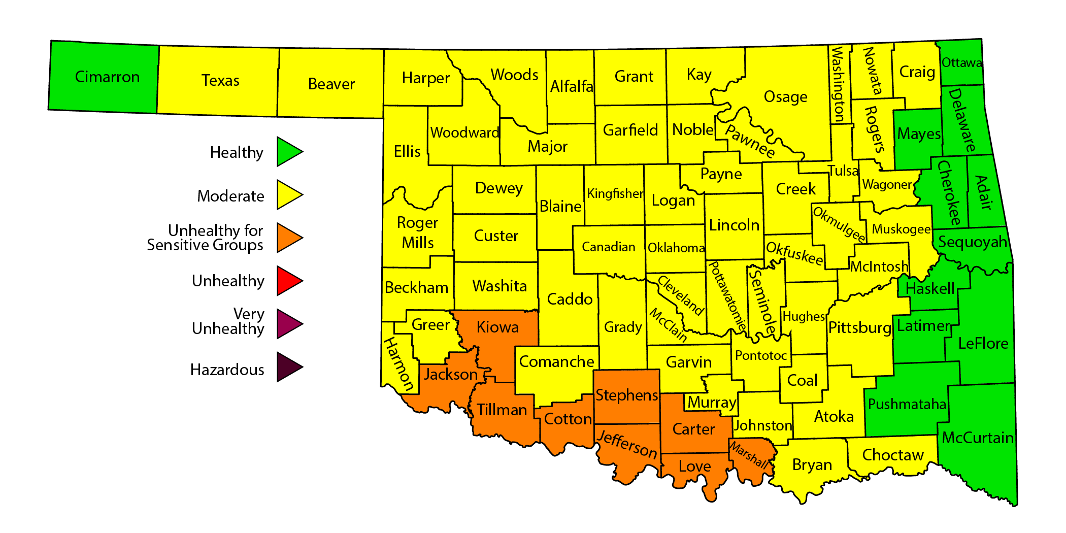 Map of affected counties