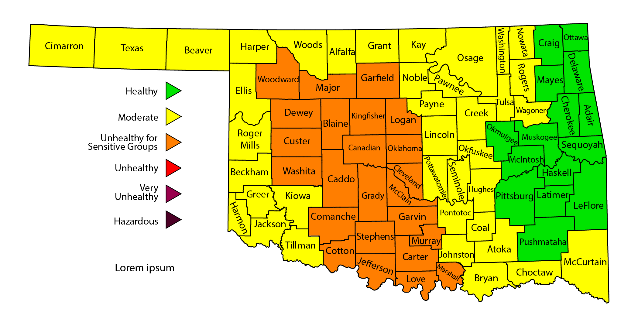 Map of affected counties