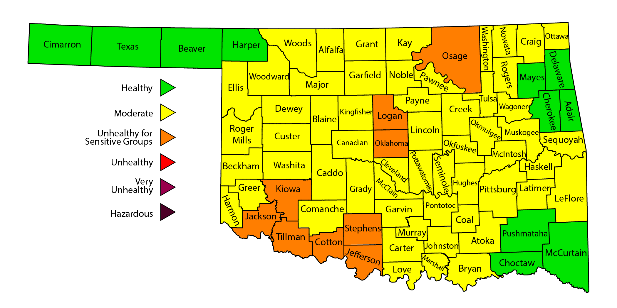 Map of affected counties