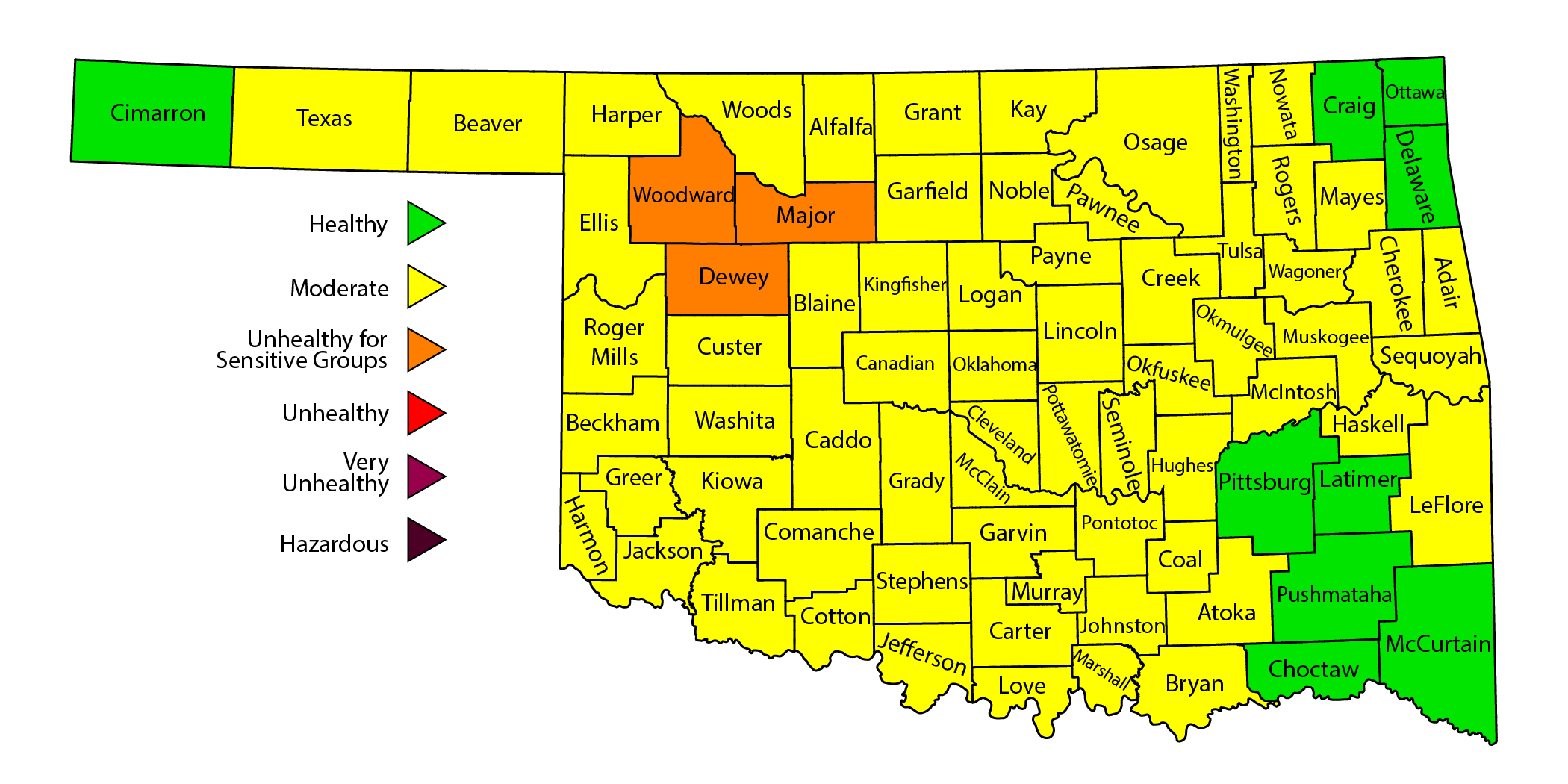 Map of affected counties